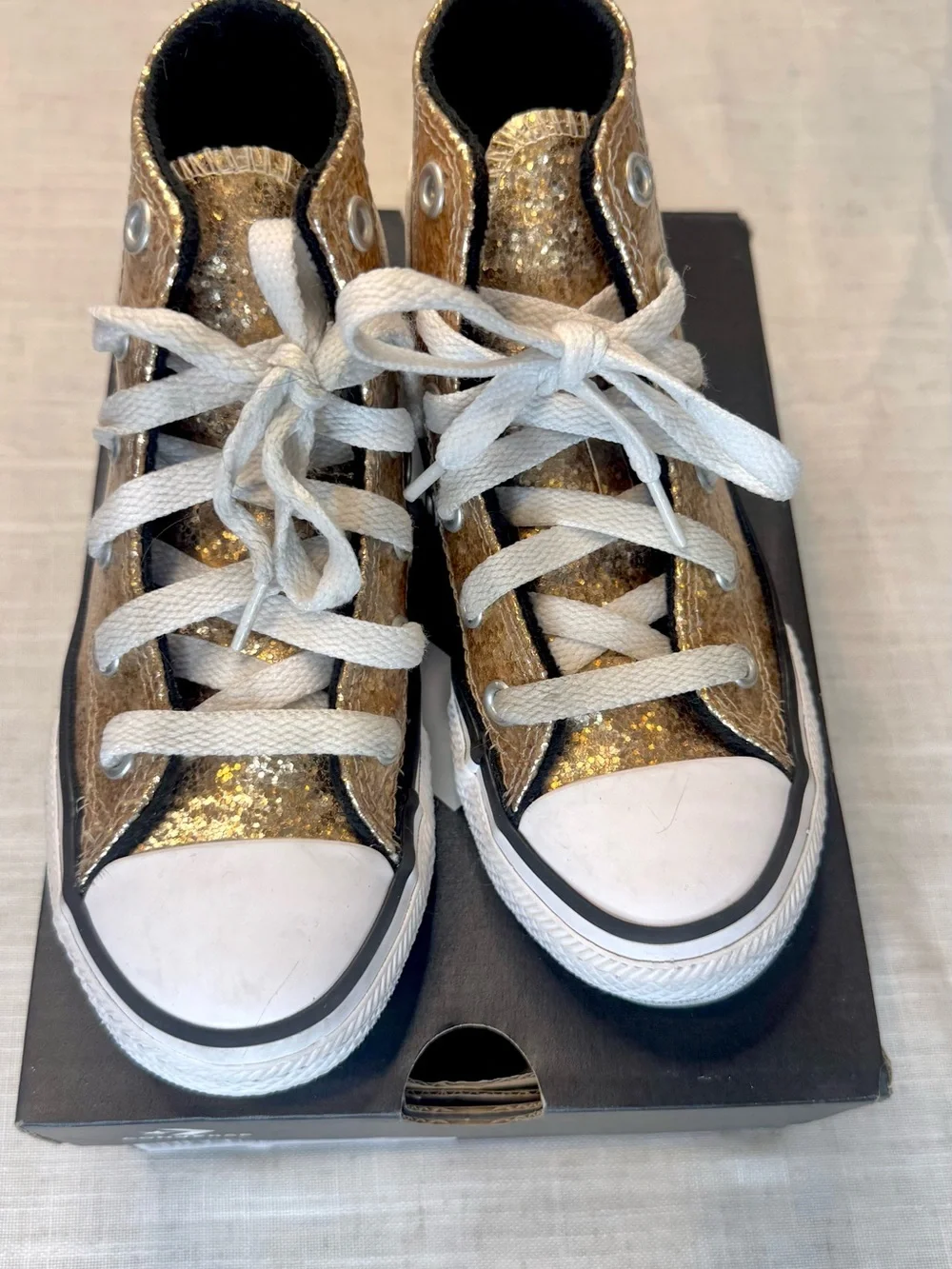 Converse Kids Gold Glitter High Top Sneakers
